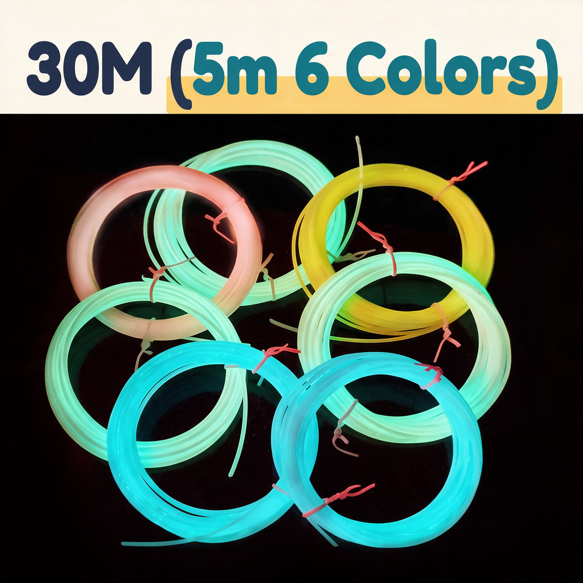 Glow in the Dark Magic Refills – 6 Fun Colors (5m Each)